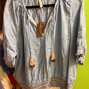 Matilda Jane Light Blue Peasant Tunic with Tassels